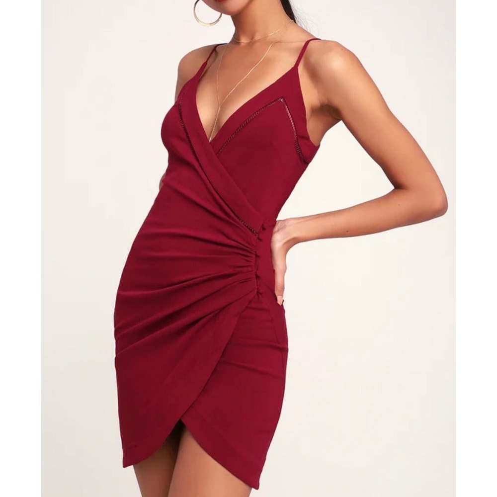 Free People Burgundy Wrap Mini Dress